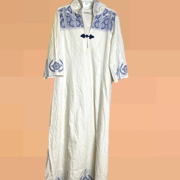 Soft Surroundings Hooded Embroidered Maxi Dress Beach Cover-Up Hoodie - Picture 3 of 11